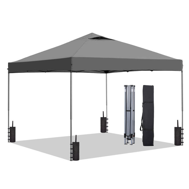 10 Ft. W x 10 Ft. D Metal Pop-up Canopy, Gray