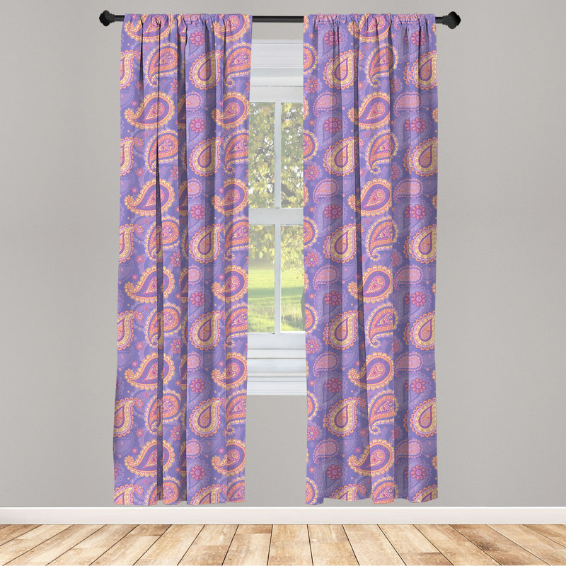Ethnic Semi-Sheer Rod Pocket Curtain Panels, 28" x 95"