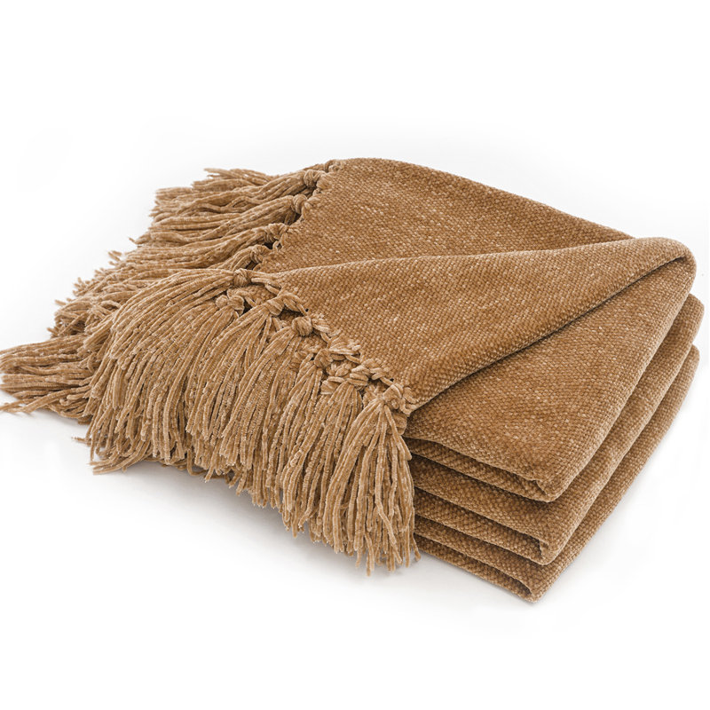 Jeté en chenille douce, L 80 po x l 60 po, Beige chaud