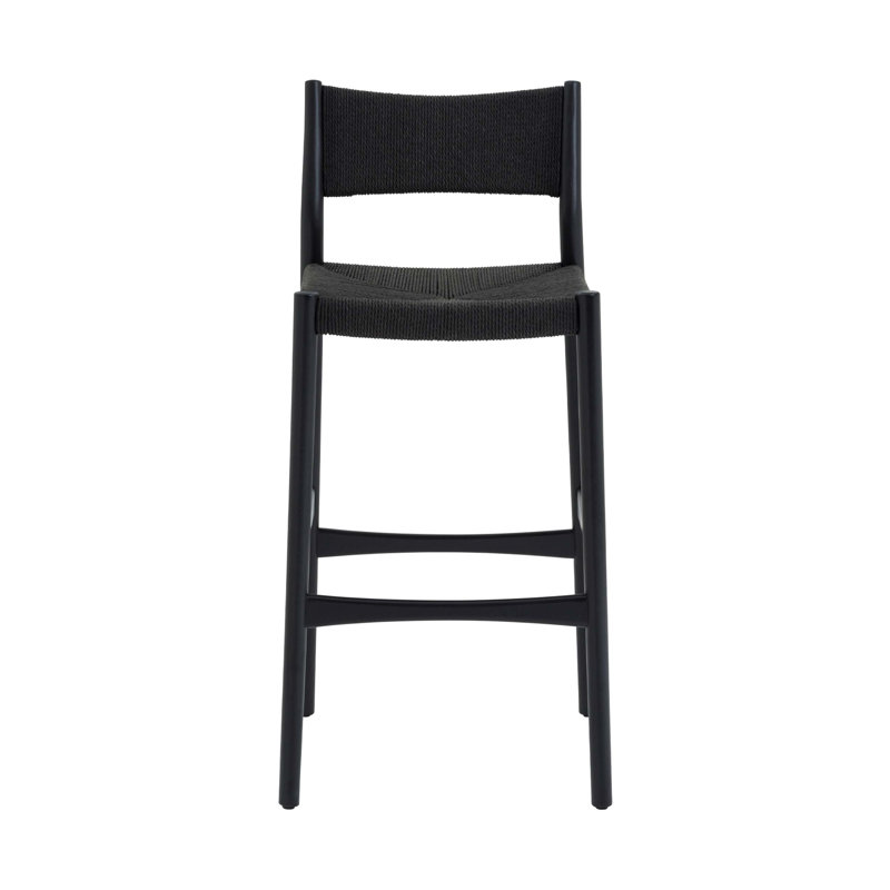Tabouret de comptoir en bois et corde de papier tissé, Black