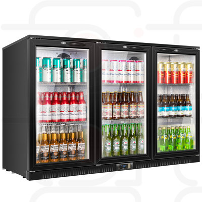 312L Commercial Beverage Refrigerator – 284 Can Capacity, Low-E Glass Door, 3 Fans, Smart Temp Memory, 3 Safety Locks – for Retail or Home Use