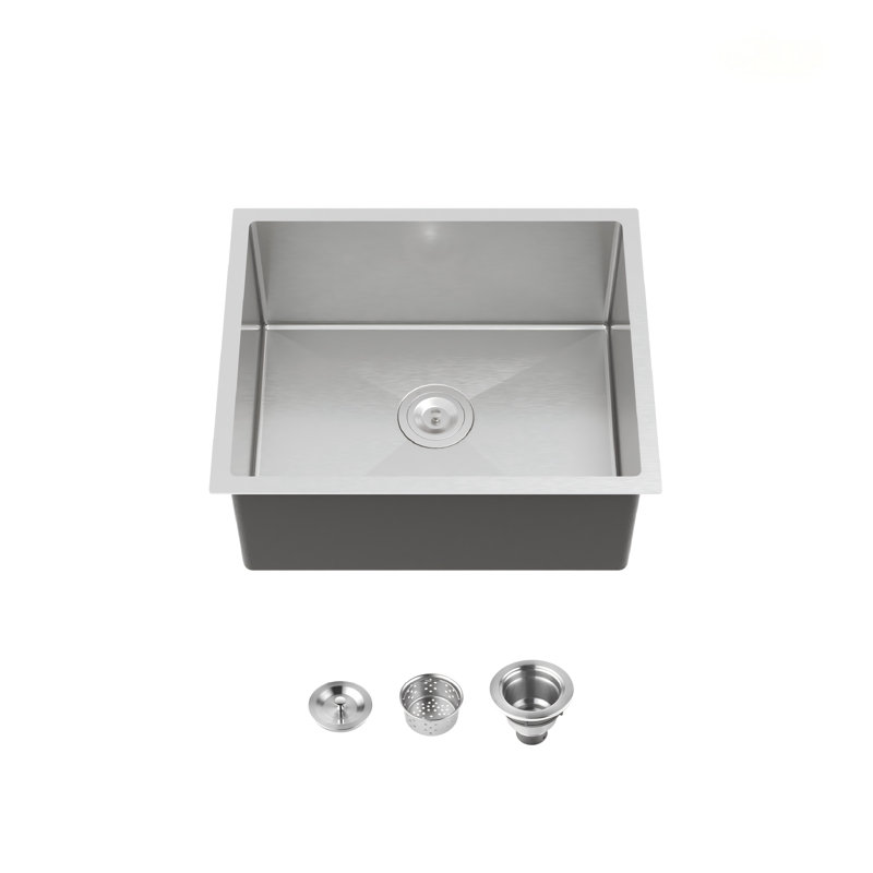 Évier de cuisine encastré en acier inoxydable 23 po x 19 po gris foncé