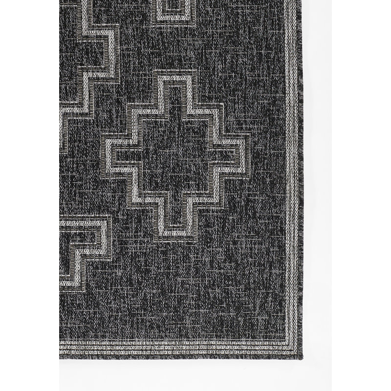 Black Rectangular Synthetic 5' x 7' Stain-Resistant Rug