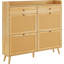 Range-chaussures, range-chaussures en rotin avec 4 tiroirs rabattables et 2 tiroirs, range-chaussures en bois