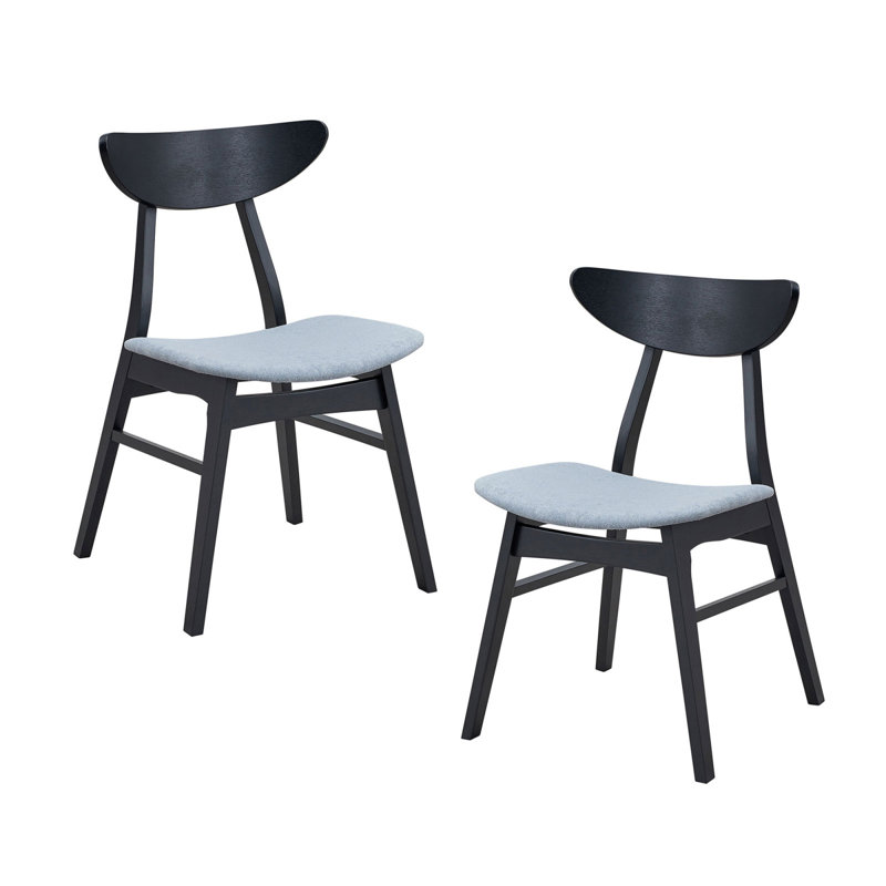 Wooden Dining Chairs Set Of 2, Modern Soft Upholstered Kitchen Side Chairs,Wooden Frame Kitchen Chairs For Dining Room,Living Room,Restaurant,Black