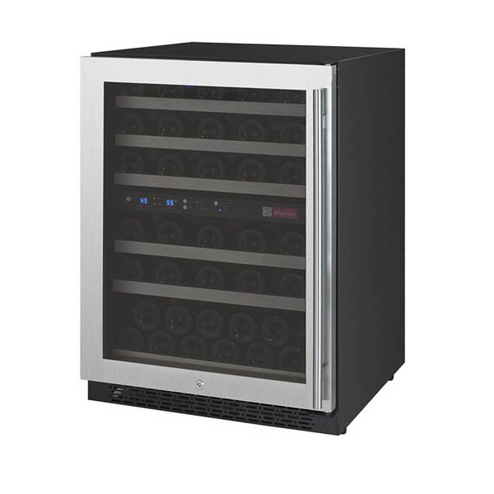Allavino FlexCount Series 56 Bottle Dual Zone Built-in Wine Refrigerator Cooler with Stainless Steel - Left Hinge — FIN-0016032 | Fridge.com
