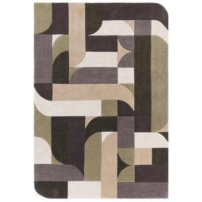 Brinlie Geometric Wool Hand Tufted Area Rug