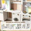 Grands ensembles de cuisine de coin en bois avec lumières et sons réalistes, machine à glaçons, évier, cuisinière, ensemble de cuisine de jeu de rôle créatif pour les enfants de 3 ans et plus (brun et blanc)-121610522
