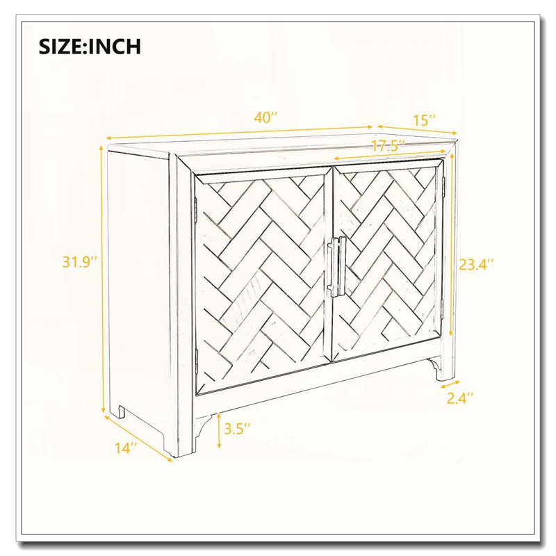 40" Modern Accent Cabinet with Unique Design Doors & Adjustable Shelf, Blue