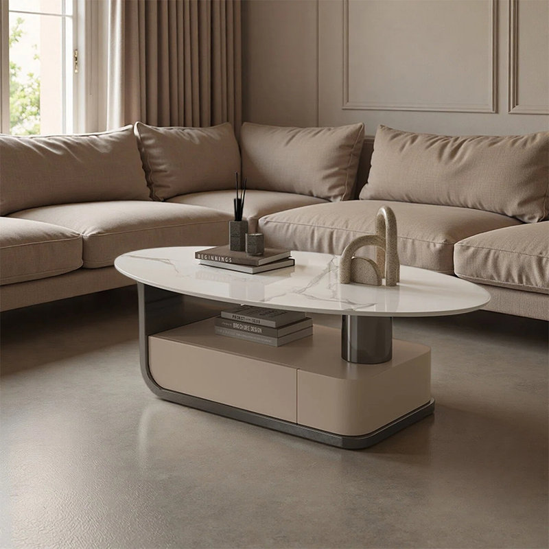 Table basse luxueuse et haut de gamme, Argent, H 17,71 po x L 55,11 po x l 27,55 po