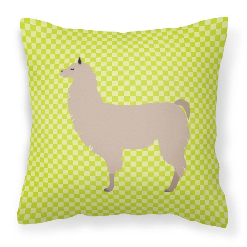 Coussin décoratif extérieur carré llama check, Vert, 18 po x 18 po