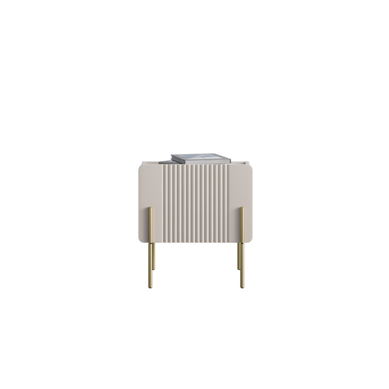 Ousmane 45cm W Laminate Bedside Table, Cashmere/Gold