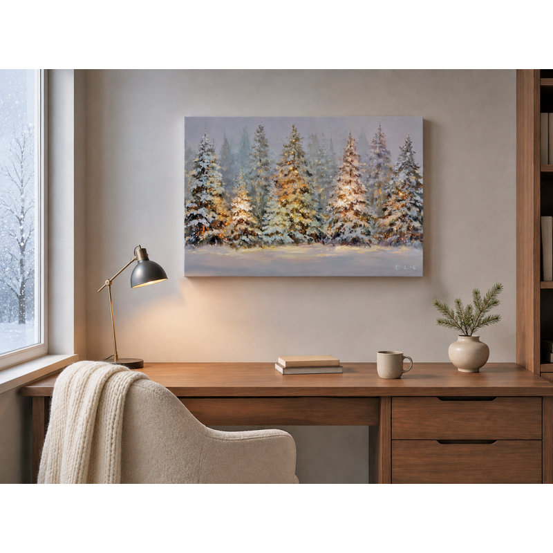 «Winter Lights in the Pines», art mural sur toile tendue, H 24 po x l 16 po