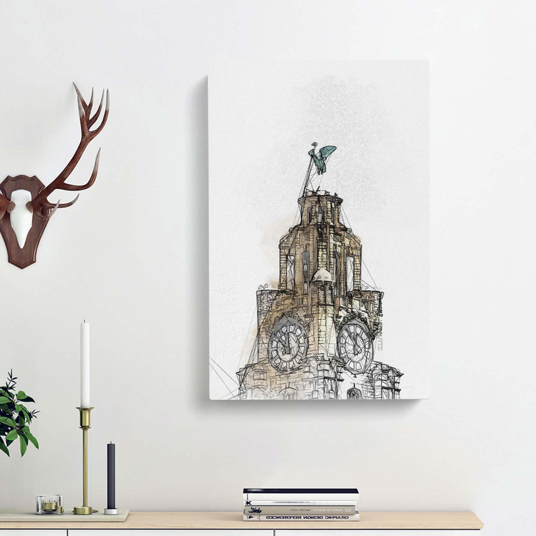 The Liver Building Liverpool in Abstract - Wrapped Canvas