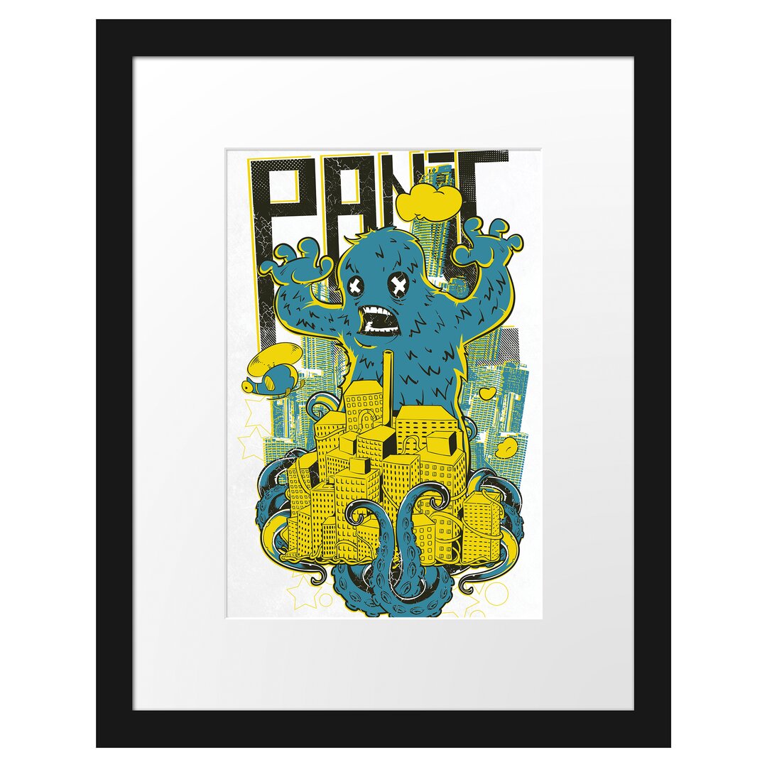 Gerahmtes Poster Panic Monster White