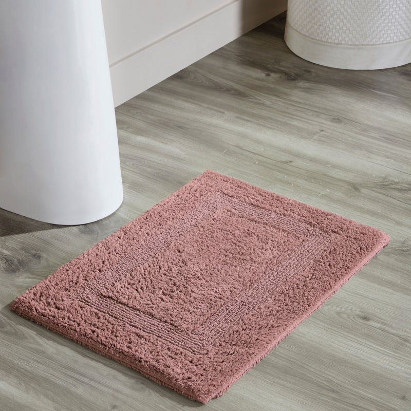 Rozanne Reversible Cotton Bath Rug, Pink, 17" x 24" Rectangle