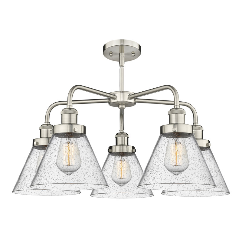 Lustre suspendu 5 lumières Cone, Grainé, Nickel satiné