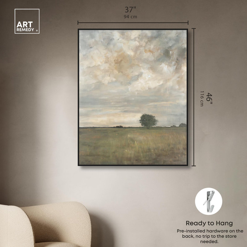 «Grassland Reverie» par Art Remedy, Cadre flottant noir, H 46 po x l 37 po