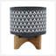 PLATEAU EN CÉRAMIQUE AZTTE SUR PIED EN BOIS, GRIS-1046830430