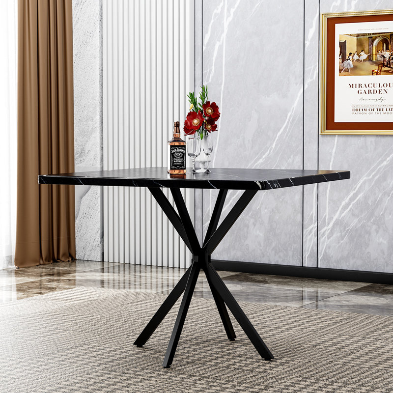 Table de salle à manger carrée, table de salle à manger carrée moderne Mid-Century pour 4 à 6 personnes, table basse pour la salle à manger de cuisine, bureau, économie d'espace