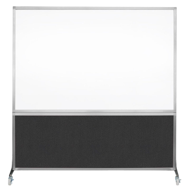Tableau blanc mobile 6 'de haut DivideWrite, Noir, H 72 po x l 72 po, Argent