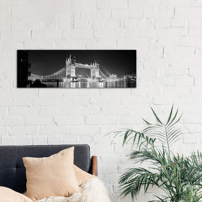 Low Angle View Of A Bridge Lit Up At Night, Tower Bridge, London, England by Panoramic Images - No Frame Panoramic Print on Canvas