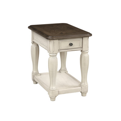 Antique White & Brown Chairside Table With Storage - Construction, Classic Grace, Drawer Shelf In And Design