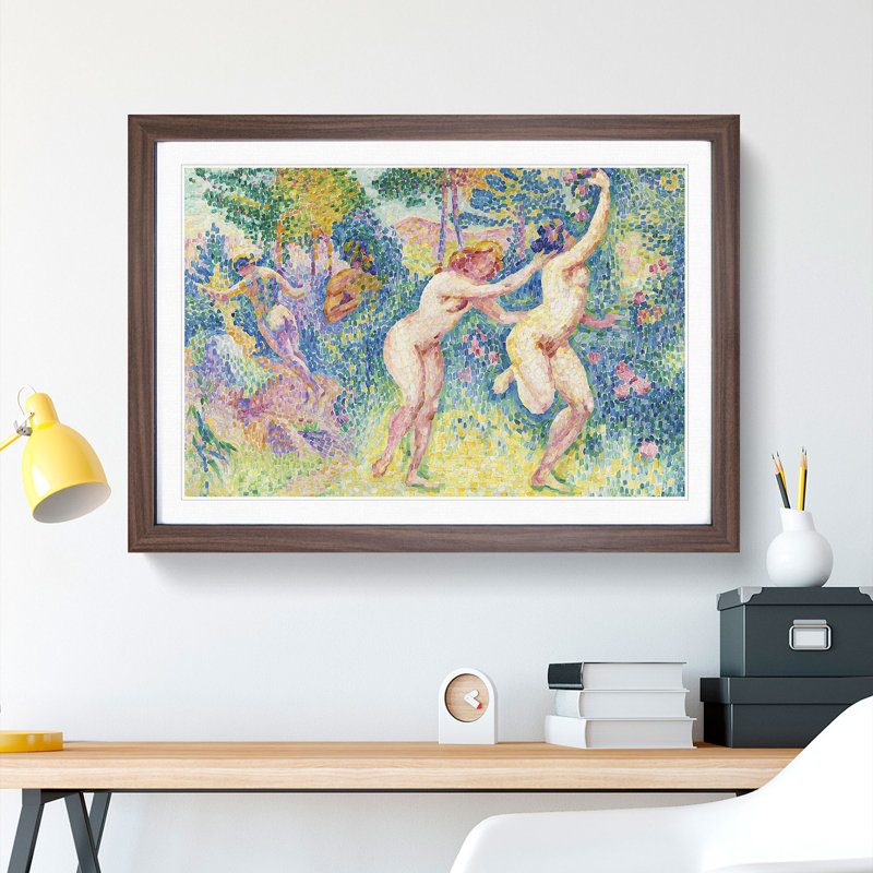 The Nymphs by Henri-Edmond Cross - Picture Frame Painting, Walnut Framed, 36cm H x 48cm W x 2cm D