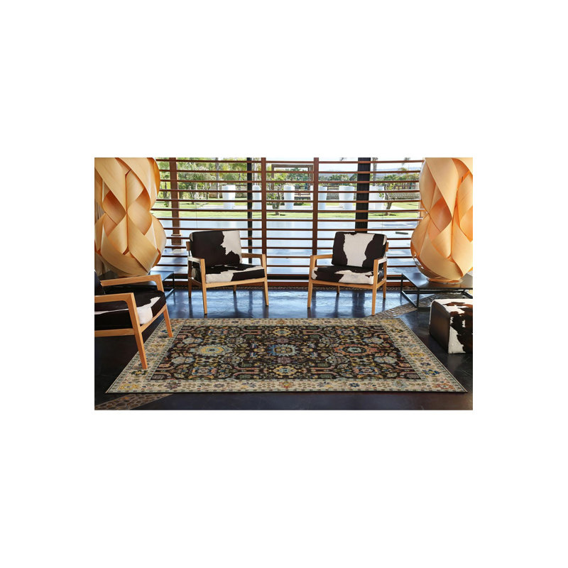 Tapis décoratif floral rétro multicolore à motif floral foncé foncé lavable à la machine, Carré 3 pi 3 po 