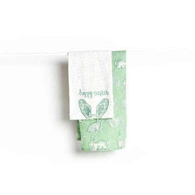 Ensemble de 2 serviettes de lapin sauge