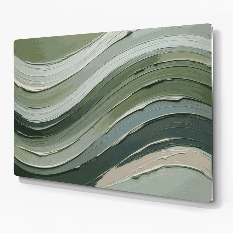 Art mural horizontal horizontal rayé gris clair en métal gris clair, H 8 po x l 10 po