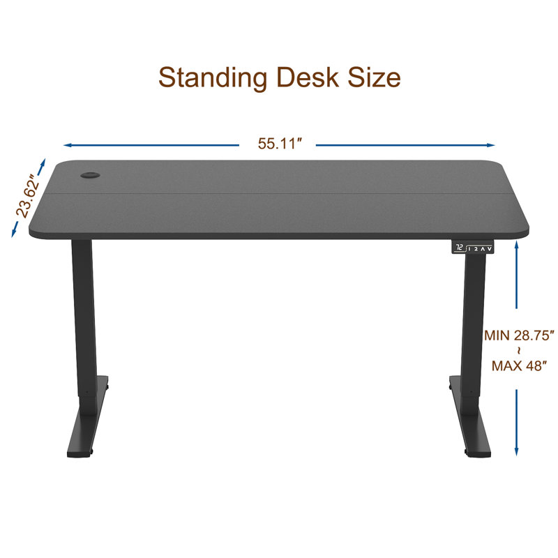 Bureaux debout à hauteur réglable Putnam, Noir, noir, noir, noir, H 48 po x l 55,11 po x P 23,62 po