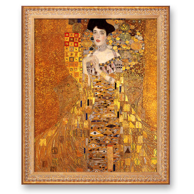 The Lady in Gold by Gustav Klimt.Framed Size:34.5 x 28.5 inches,Image Size:30x24 inches,Luxurious Gold Embossing Frame The World Classic Art Reproductions,Giclee Canvas Prints Wall Art for Home Décor