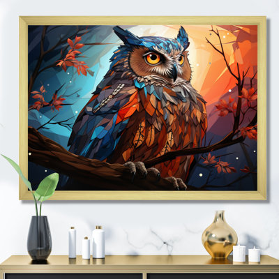 " Orange Owl Nights Watch Geometric "