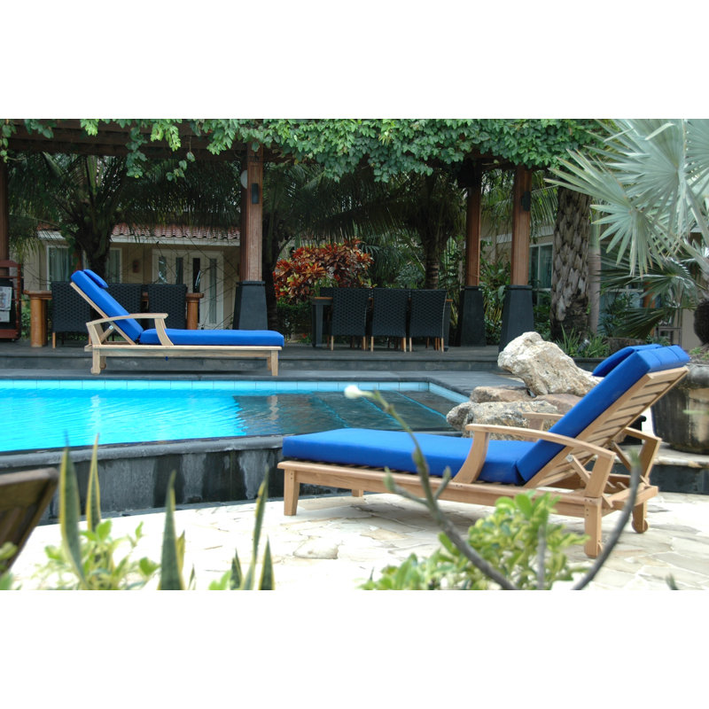 Brianna Outdoor Teak Chaise Lounge