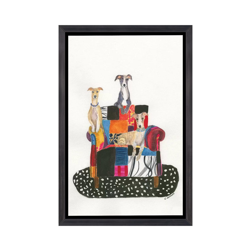 «Movie Night» par Connie Collum, reproduction d'art, H 26 po x l 18 po x P 1,5 po, Toile avec cadre noir patiné