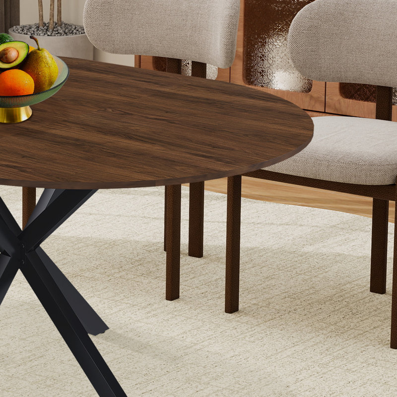 Table de salle à manger extensible à piédestal avec pieds en métal