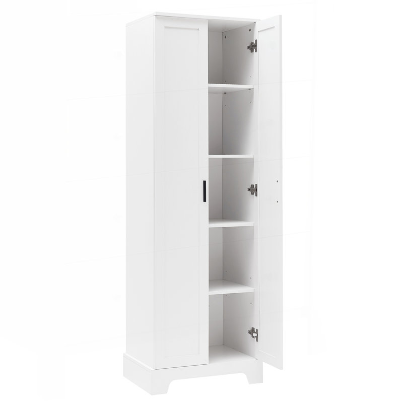 Armoire de rangement polyvalente avec tablettes réglables et deux portes pour la salle de bain ou le bureau., Blanc