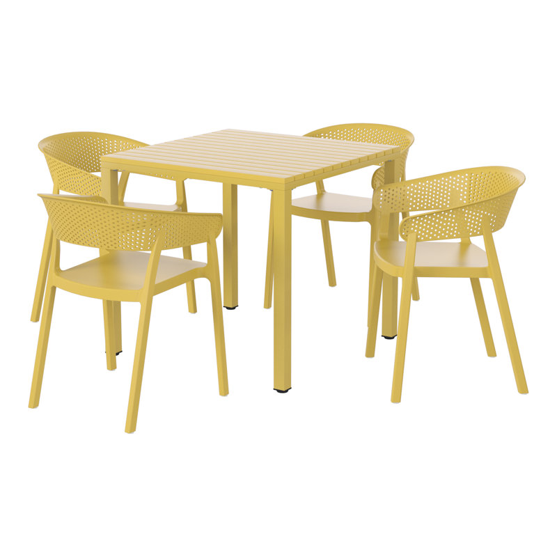 Ensemble repas carré pour 4 personnes, Jaune