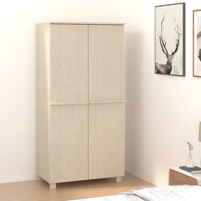 Jabier 2 Door Solid + Manufactured Wood Wardrobe, Honey Brown