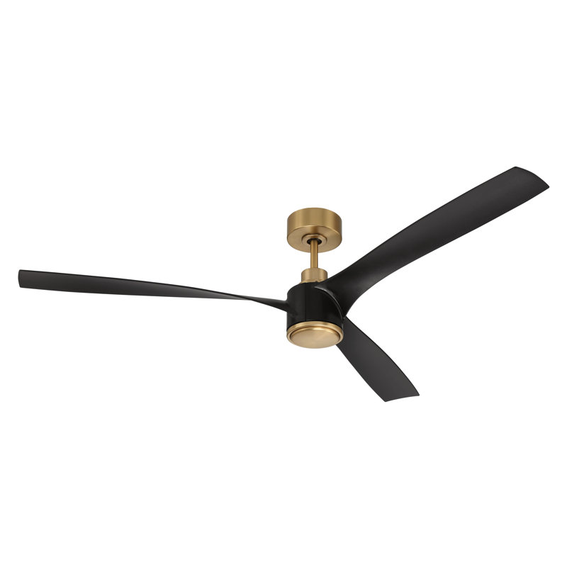 Ventilateur de plafond d'intérieur sans fil Phoebe, Laiton satiné, Noir mat