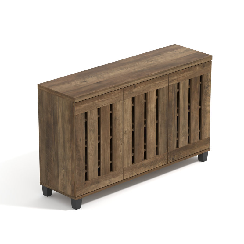 Baron 3 Door Shoe Storage Cabinet, Knotty Oak