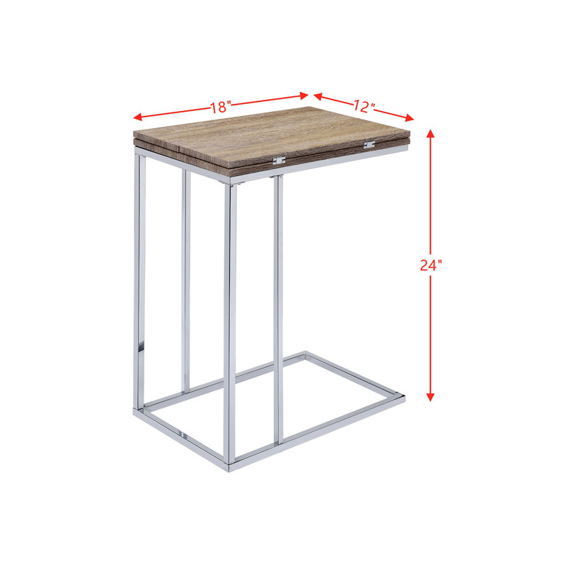 Millington End Table With Extension Top, Side Table With Folding Top, Rectangular Accent Table