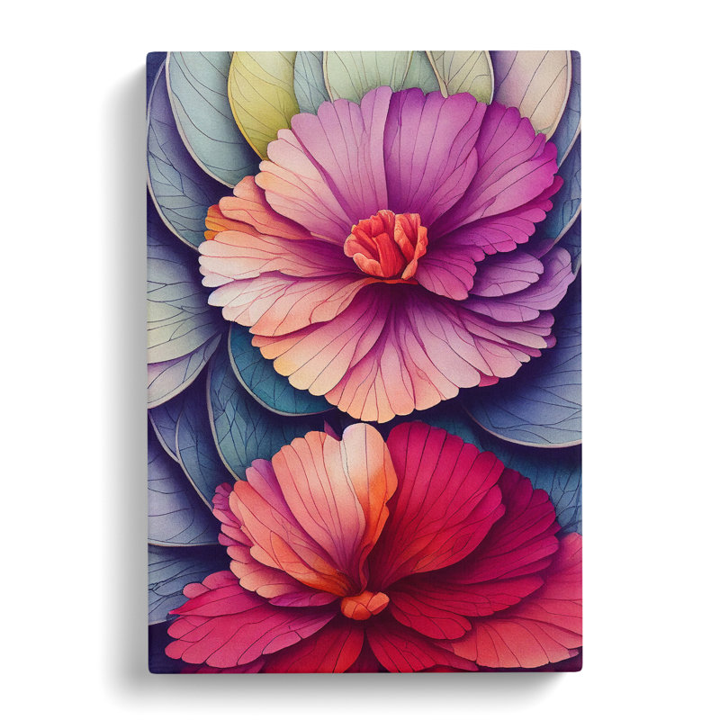 Beautiful Watercolour Flowers No.5 - Wall Art, 50cm H x 35cm W x 3cm D, Wrapped Canvas, No Matte