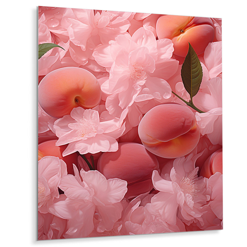 «Rose Earthy Peach Perfection» - fruits, art mural en métal, H 32 po x l 24 po x P 1 po