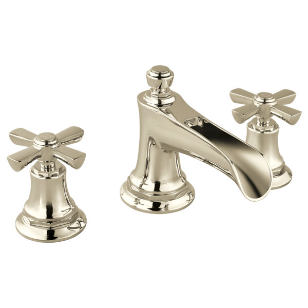 Rook® Widespread Bathroom Faucet with Drain Assembly, Polished Nickel, 1.2, Cross