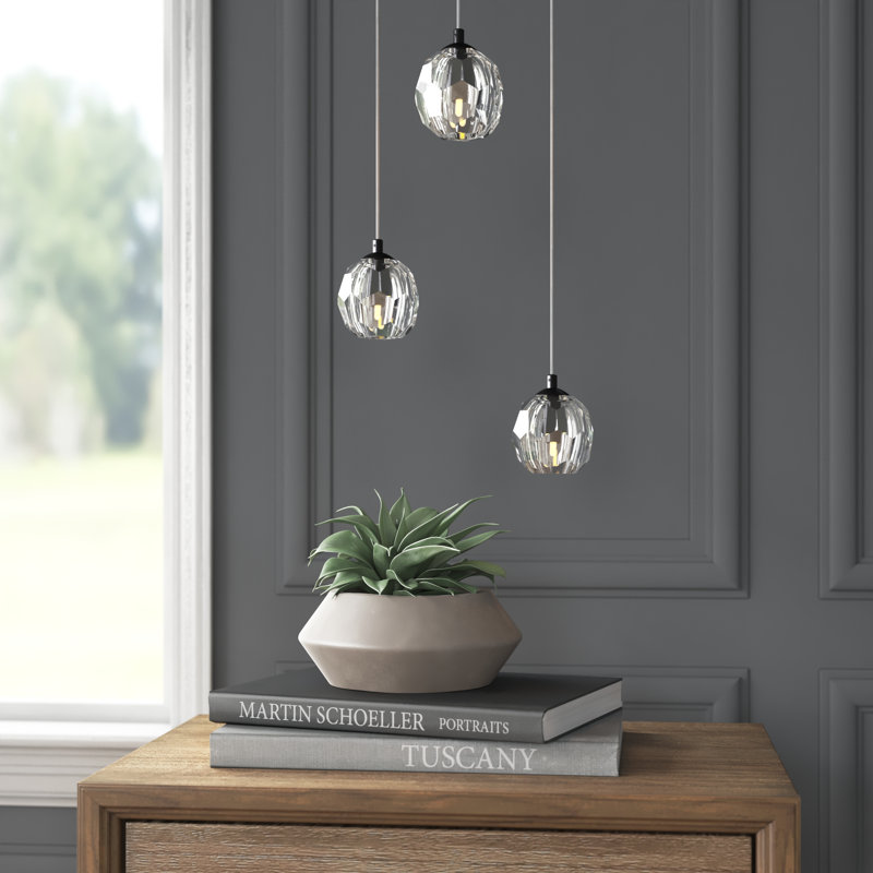 Luminaire suspendu Swampscott, Noir, Trois lumières, H 83 po x l 11,8 po x P 3,7 po