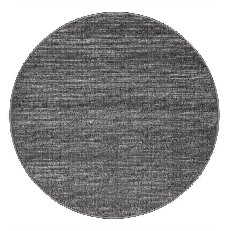 Tapis gris uni lavable à la machine, Rond 3 pi