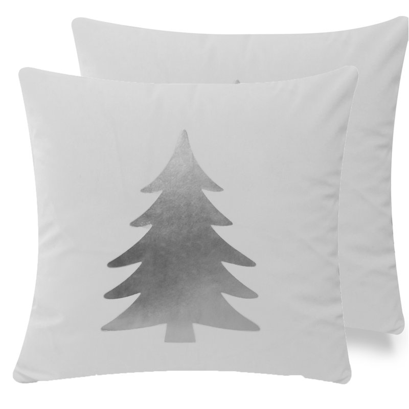 Christmas Microsuede Throw Pillow, Feathers, Silver