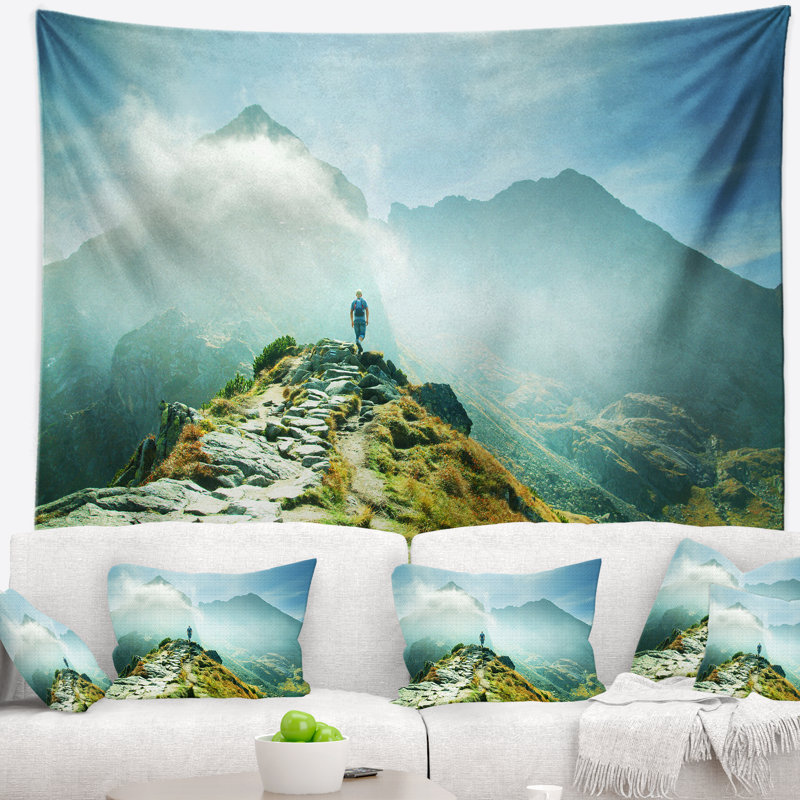 Photographie montagnes paysage tapisserie, H 68 po x l 80 po